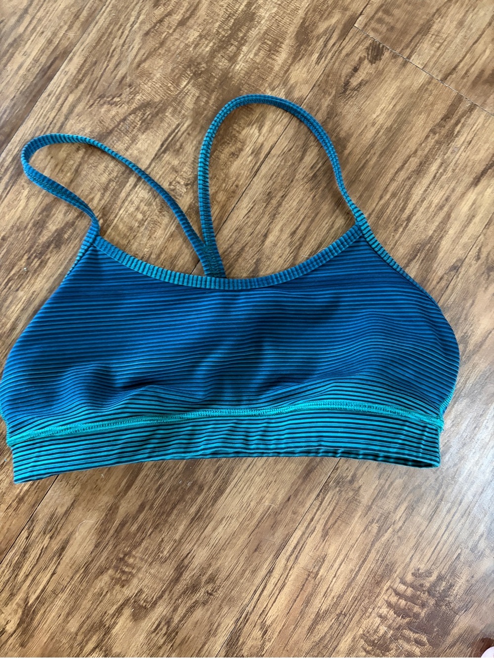 lululemon size 8 Teal and Navy Striped Sports Bralette